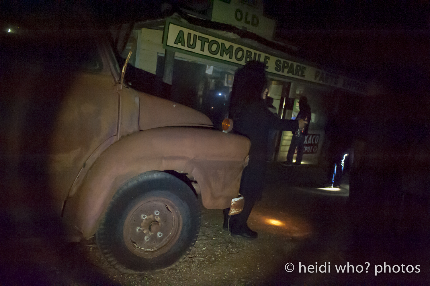 Sometimes there is a man figure seen in torchlight, standing in the doorway or behind the truck...