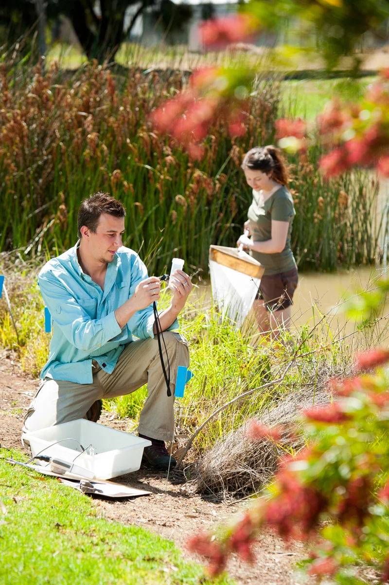 The focus being on the students taking water samples, and their height going from top to bottom influences this photograph to be a portrait. The people would have been considerably smaller in the frame if I had photographed this horizontally. 