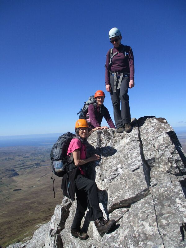 Errigal north ridge – Anne Marie Keoghan (Dublin), Nuala O’Malley (Mayo) and Laura Casey (Meath) reach a high point on the north ridge of Errigal, photo Colette Mahon..jpg