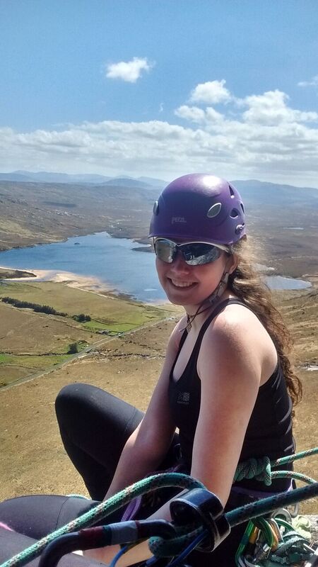 Sixteen year old Anna Kellagher from Fermanagh multi-pitch climbing on the Bingorm cliffs above Lough Barra. Photo Allanah O'Callaghan.jpg