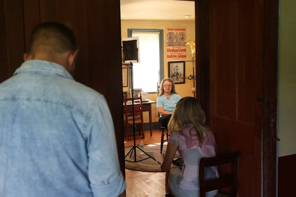  Ann Chiampa showed the crew around the Historical Society’s extensive holdings, then sat for a filmed interview. 