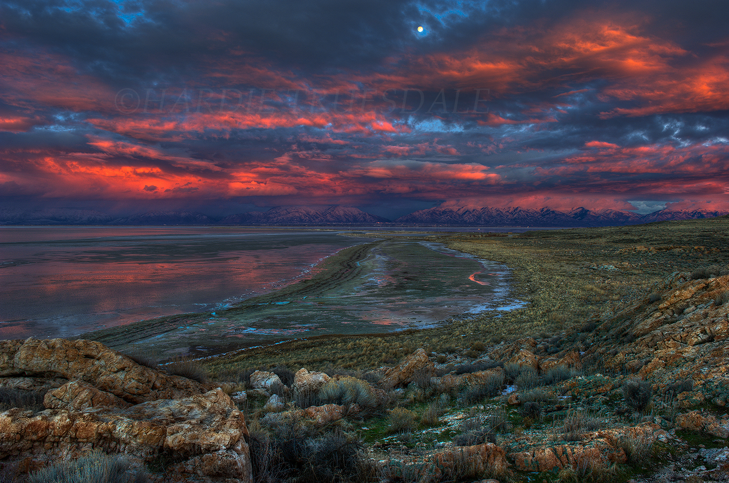 UT#116 Great Salt Lake Sunset, Antelope Island State Park, UT