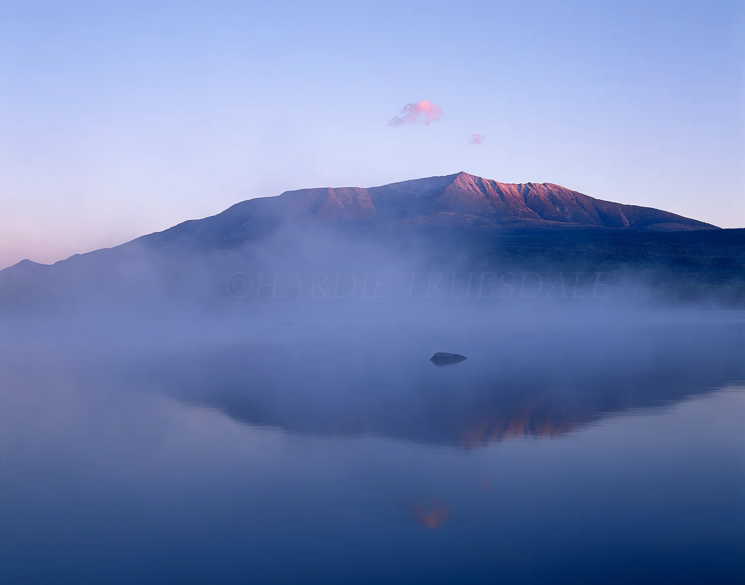  ME#037 " Morning Mist &amp; Snow Tinged Katahdin, Baxter State Park, ME"  