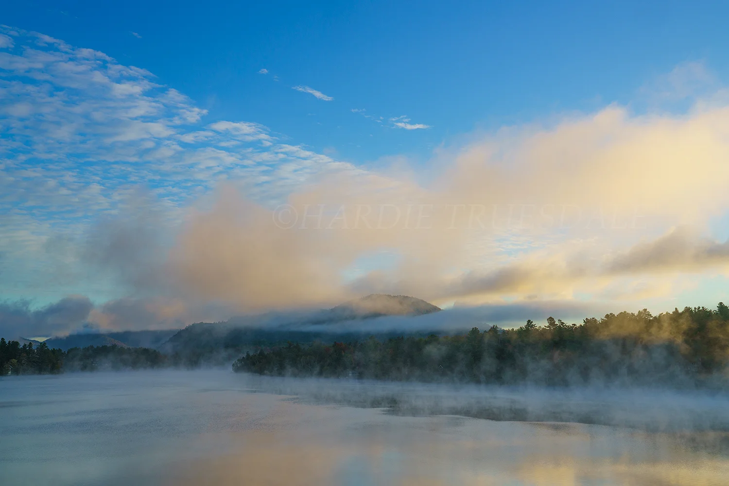 Adk#187 "Lifting Mist, Mirror Lake", Lake Placid