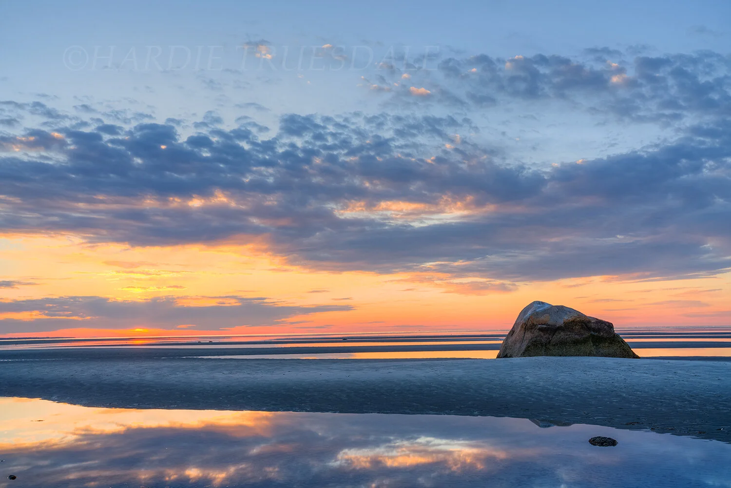 CC#275 "Boulder and Sand Sunset, Rock Harbor"