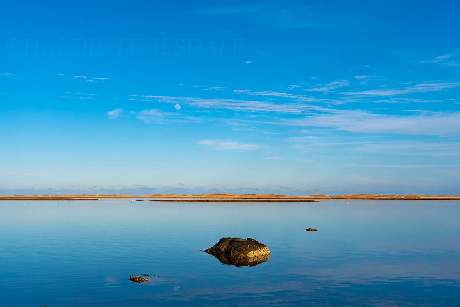 CC#276 Boulder, Moon, and Sky, Nauset Marsh