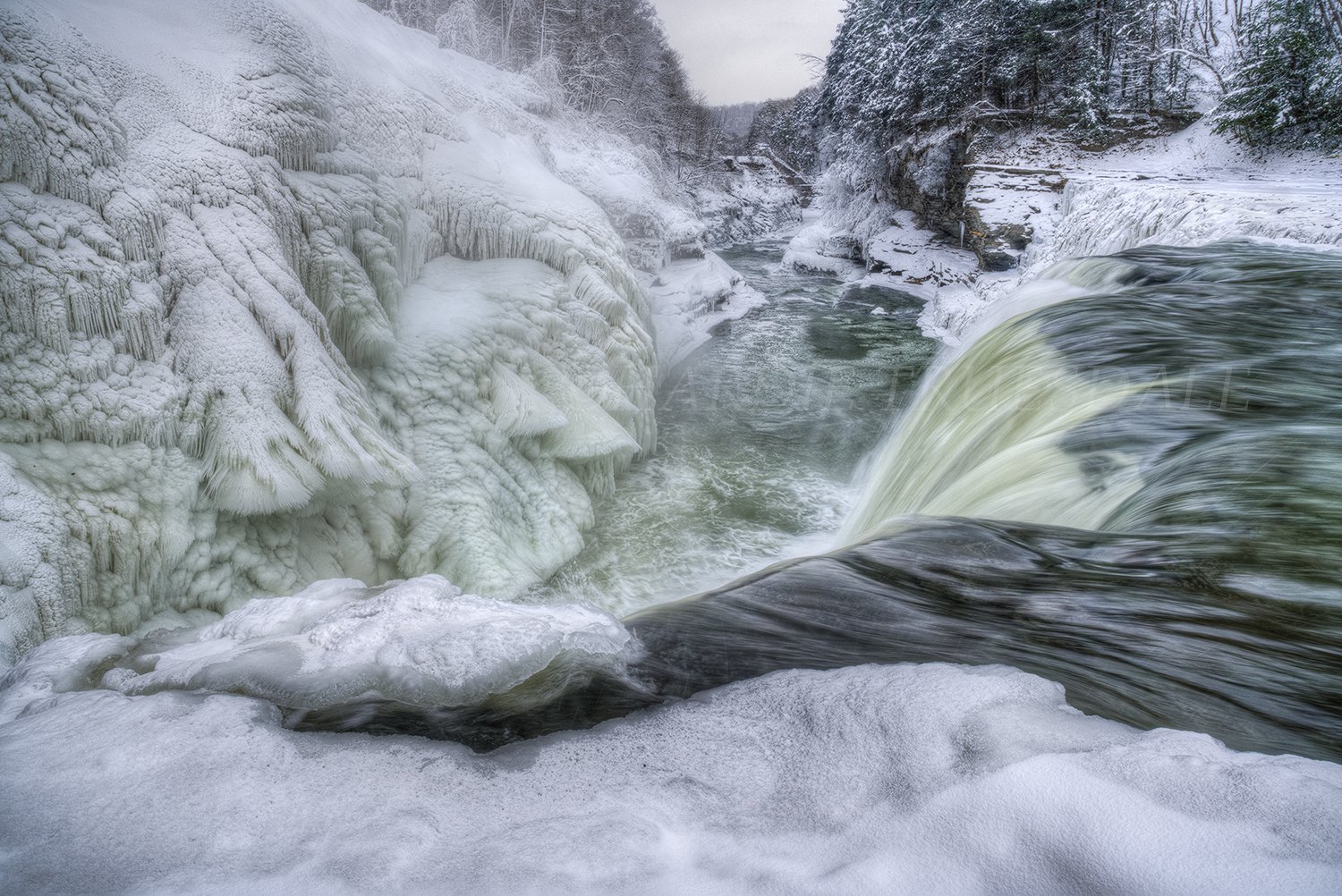WNY#72 Frozen Water, Lower Falls, Letchworth State Park