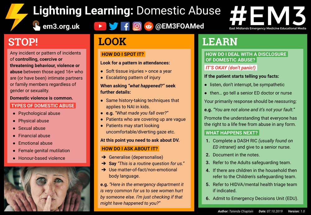 Lightning Learning Domestic Abuse Em3 East Midlands Emergency Medicine Educational Media