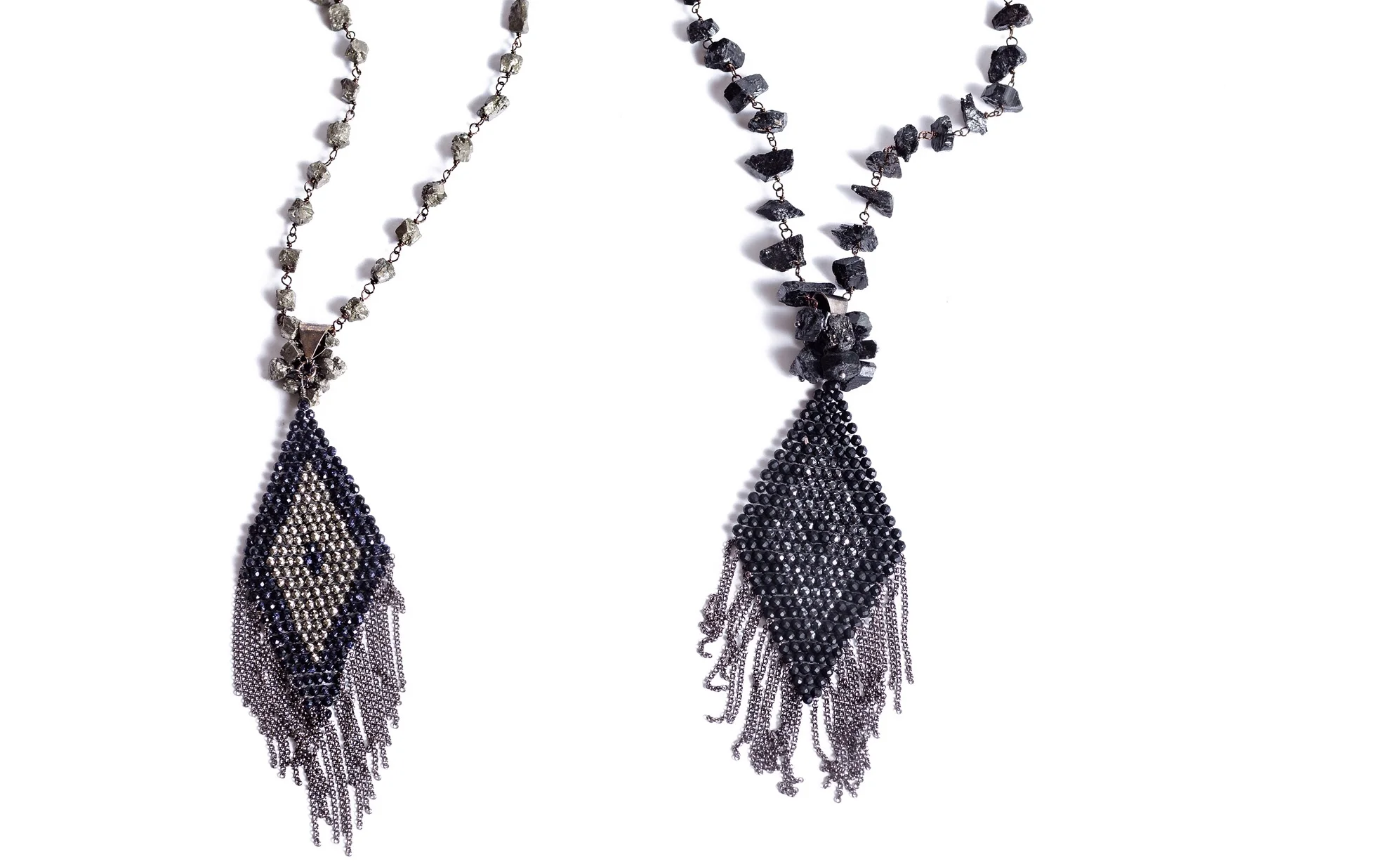 TREVA NECKLACES from the Jewel Tone Collection. Visit www.myrnahalpern.com for more. COMING SOON LEXIE COLLECTION FOR FALL 2015- 70's influenced love beads....very organic with recycled glass and suede fringe. STAY TUNED!