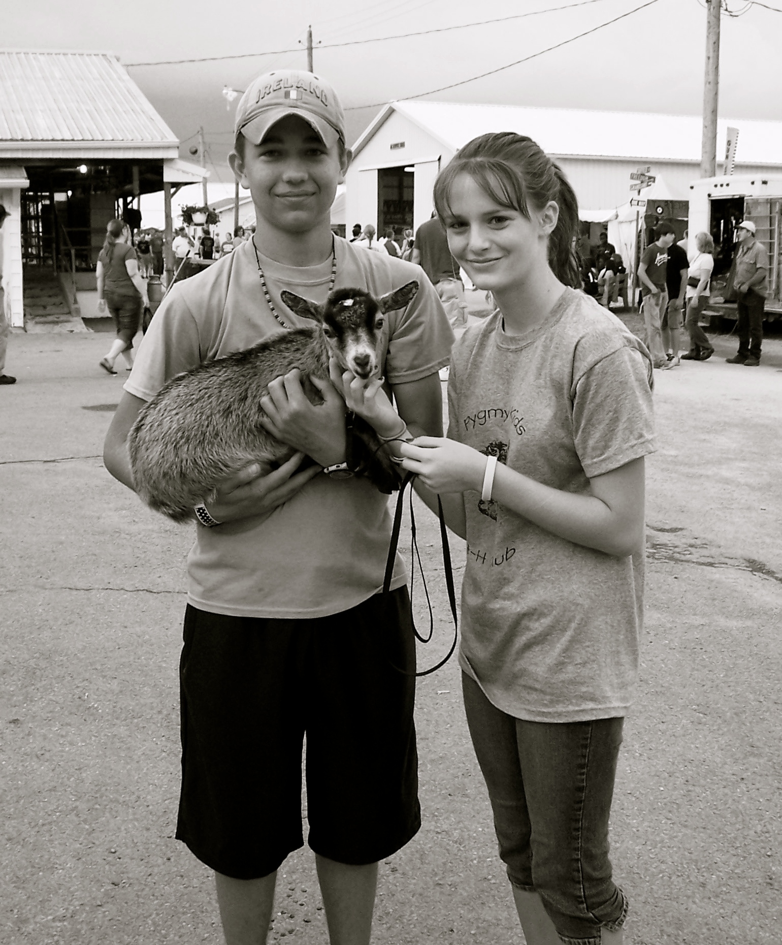 Probably our first date. We walked around the goat barn and talked.