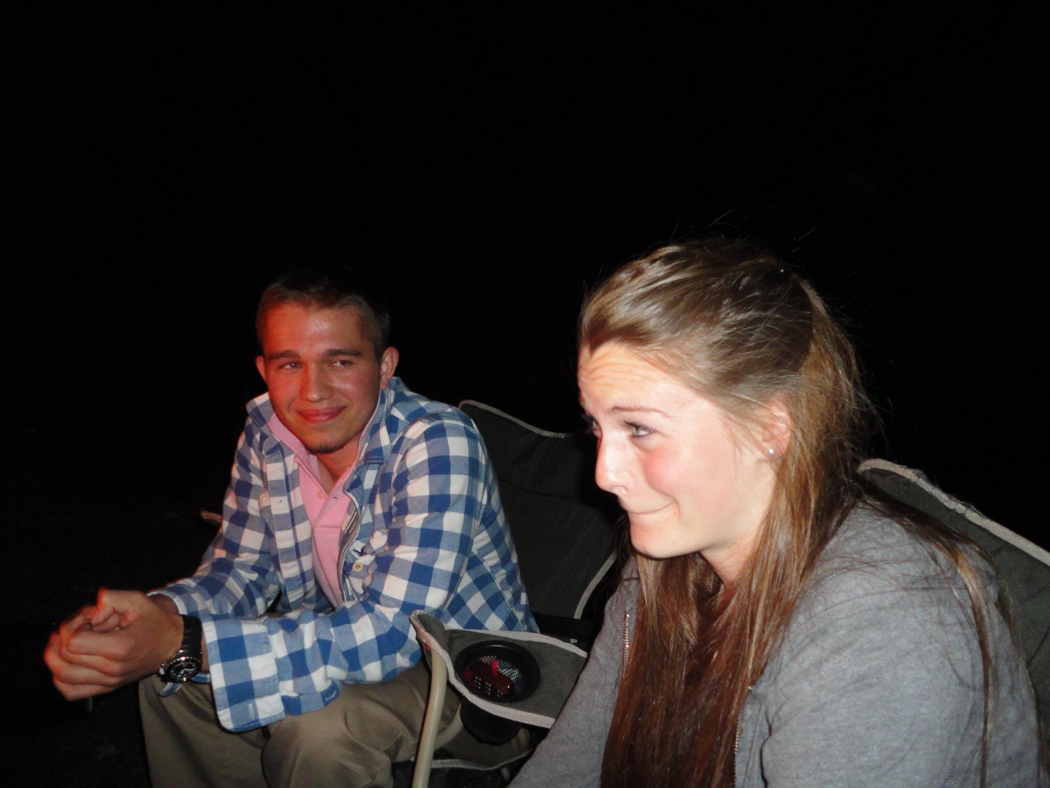 B and I at a bonfire before we were dating, just hanging out.