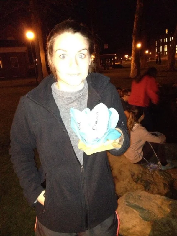 My college freshman self, at Light Up the Lakes