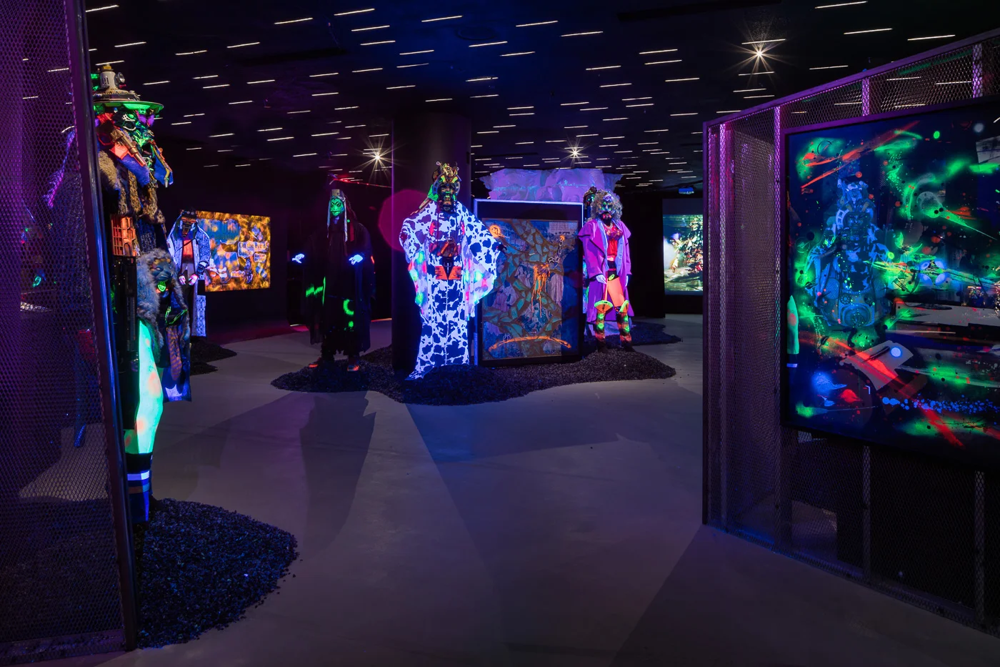Photo: Lance Brewer. Exhibition view of RAMMELLZEE: Racing For Thunder. Courtesy of Red Bull Arts New York. All artwork © 2018 The Rammellzee Estate