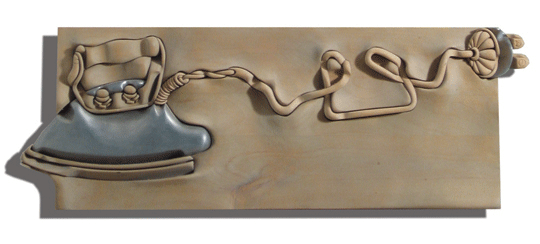 JESSICA'S IRON 17" X 43" 1983 WOOD AND CAST ZINC