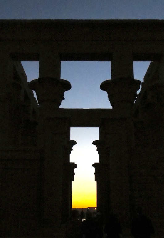 Sunrise at the temle of isis in egypt