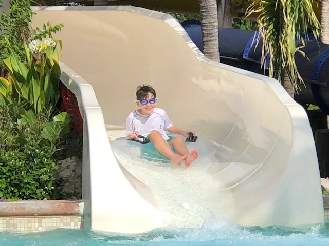 Enjoying the water slides