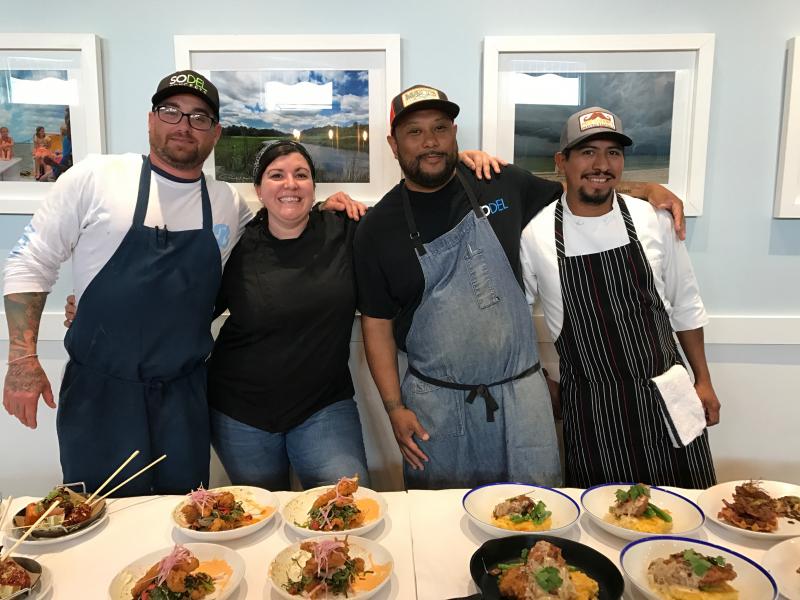 SoDel Concepts chefs shown with their chicken challenge entries are (l-r) Jason Dietterick, Maggie Cellitto, Maurice Catlett and Efrain Martinez. SUBMITTED PHOTOS