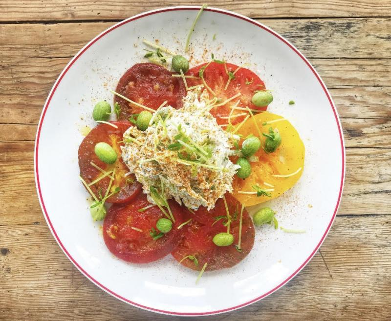 For August, SoDel Concepts is highlighting local produce at its 11 restaurants. Catch 54 in Fenwick Island has offered heirloom tomatoes topped with crab salad.