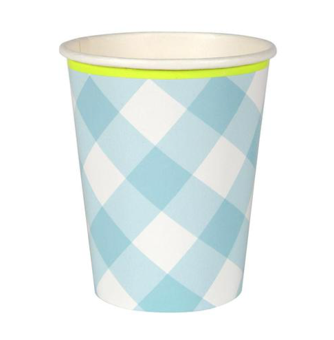 Meri Meri Blue Gingham Paper Cup
