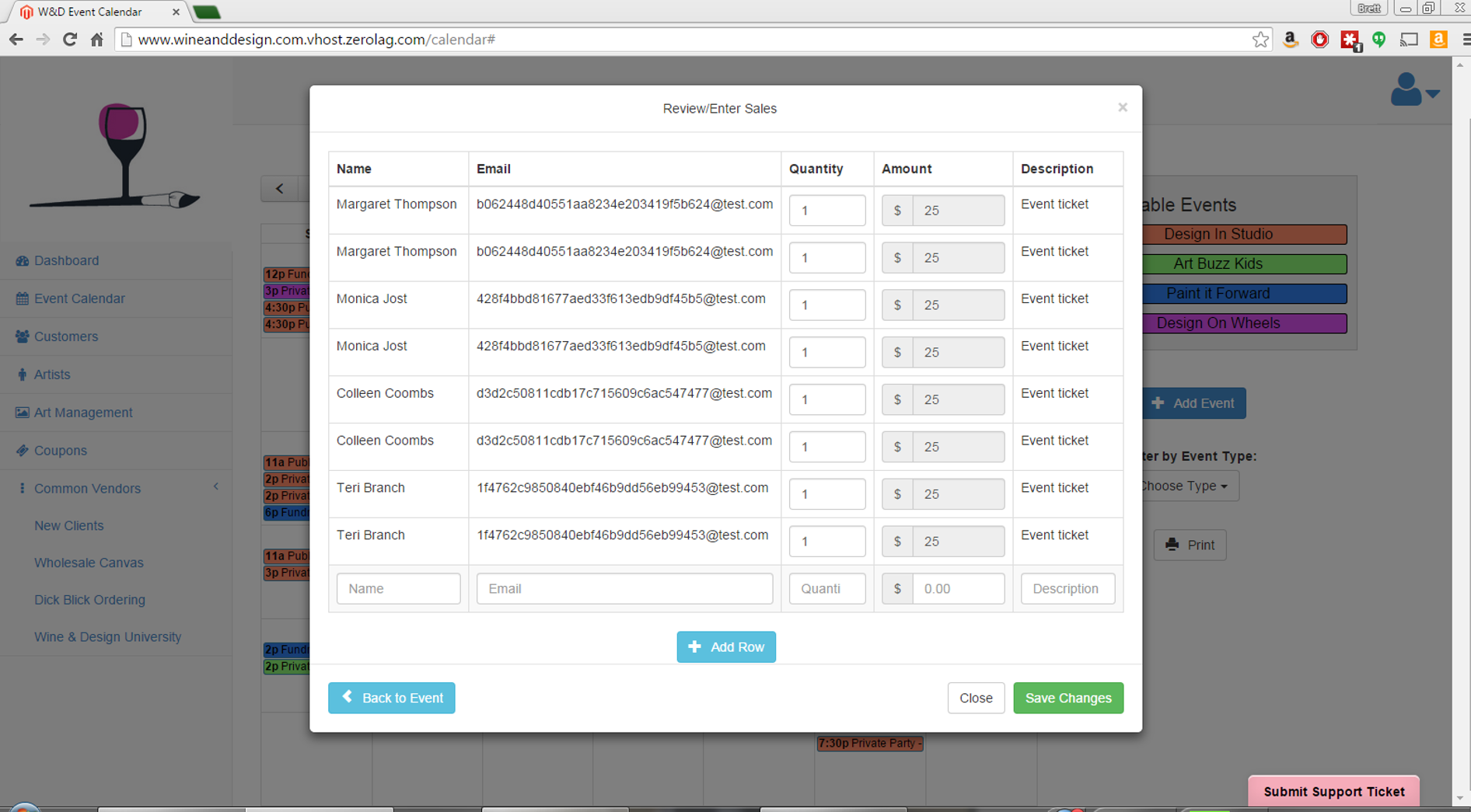 this view is a great way to quickly view the amount of sales a single event generated.
