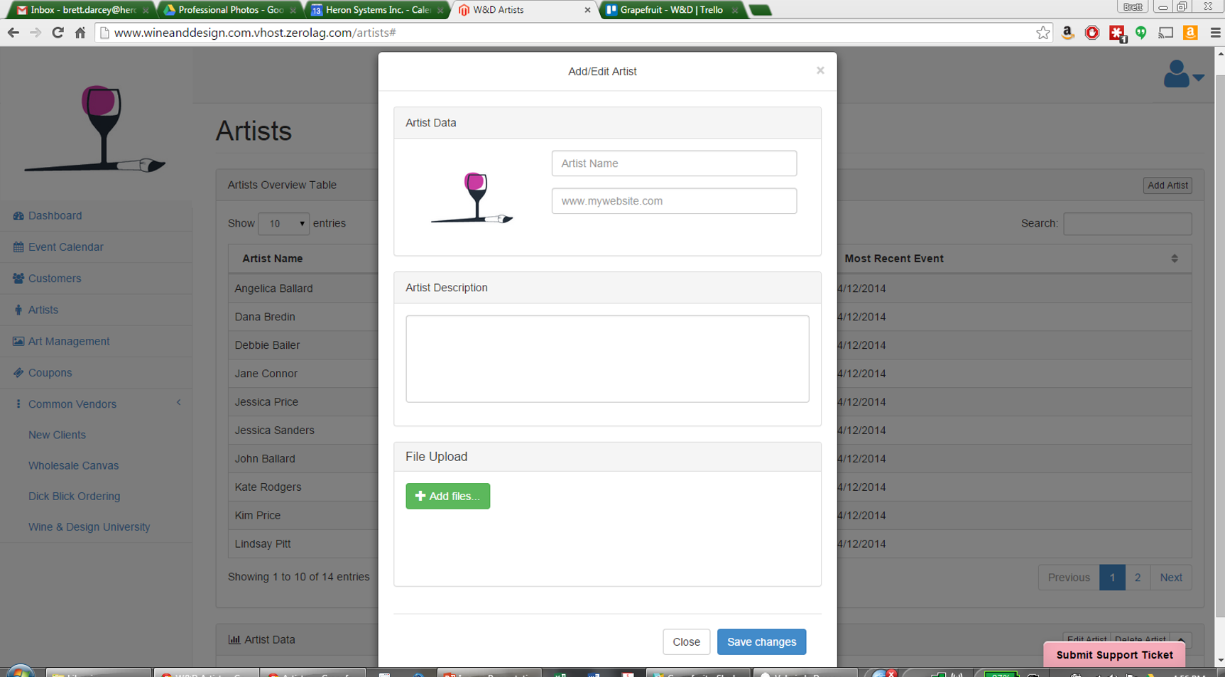 the current add artist form. we will likely add other fields as the system matures.