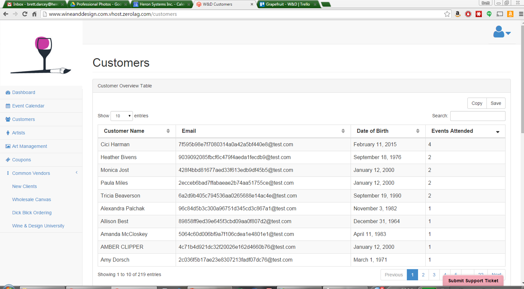 The view upon entering the customer screen.