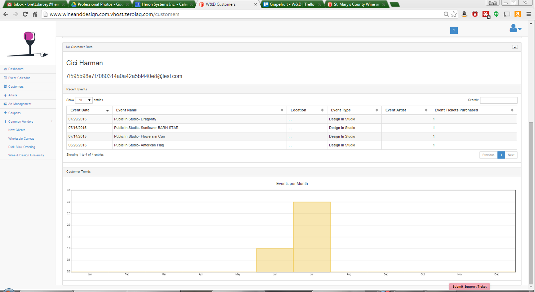 Customer data view. note that we are zoomed out to allow you to see everything in one screenshot. 