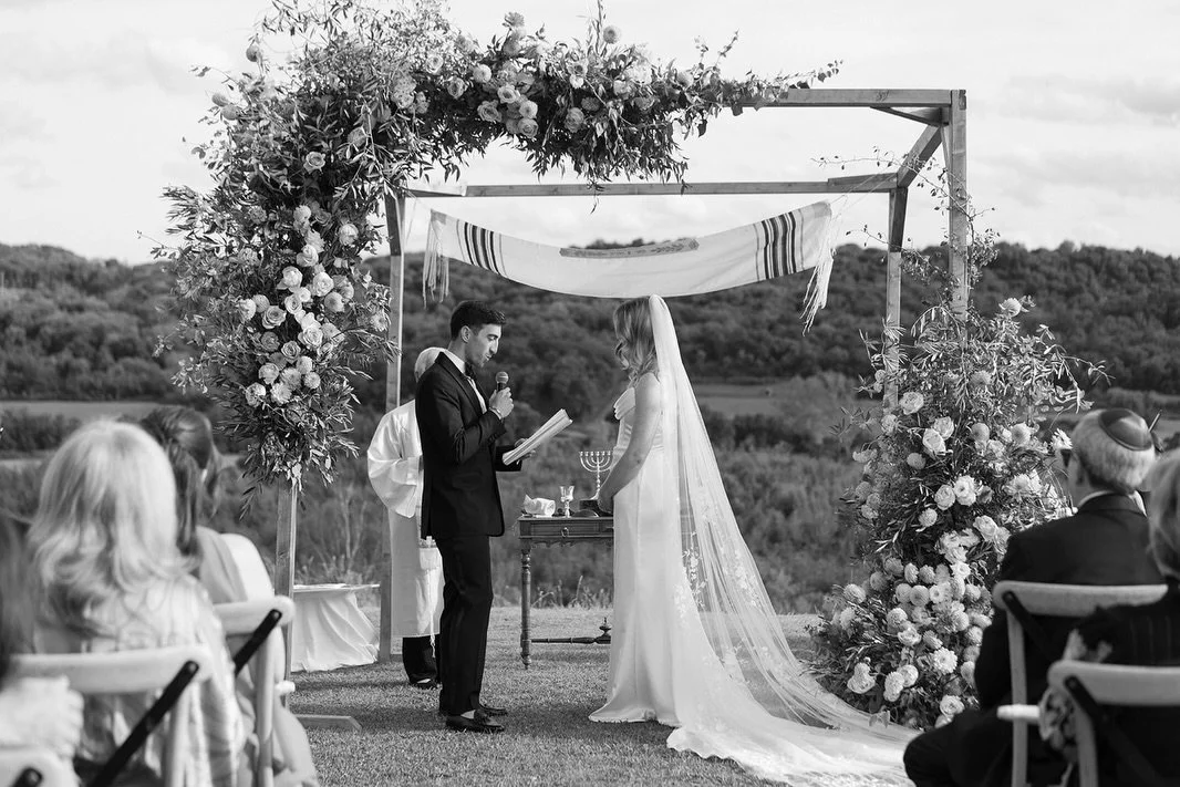 Erica &amp; Scott, who walked each other up the aisle. So symbolic of their love and support for one another. Very grateful to have worked with these two. Already missing our Zooms 💛

Chuppah florals in the stunning Borgo in Tuscany - one of my stan