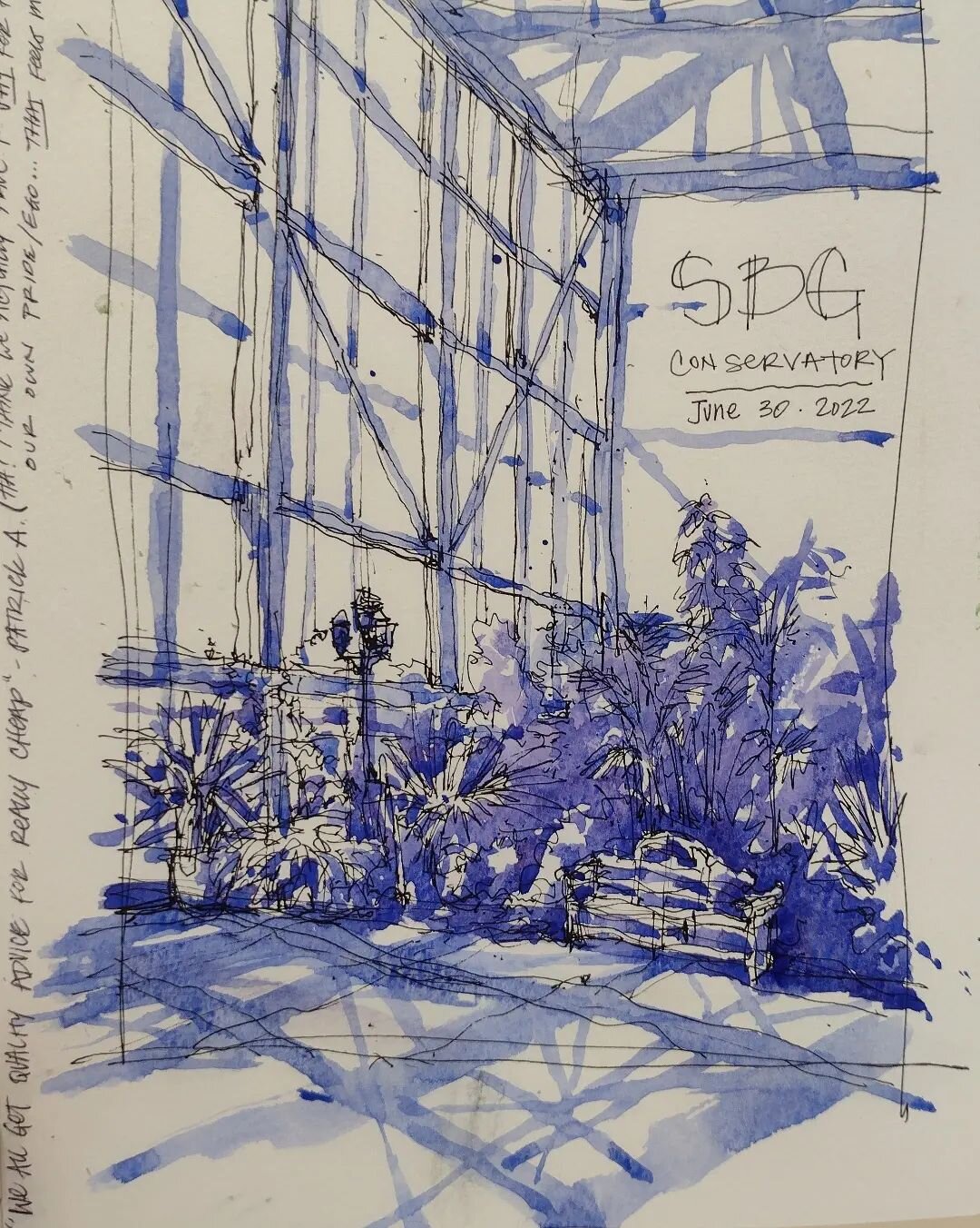 Took a few minutes to sketch down the shadows at the SBG conservatory after taking down my show! Thanks for the great exhibit @botanicalgarden_ga !!!

#seriousartist #urbansketchers #watercolor