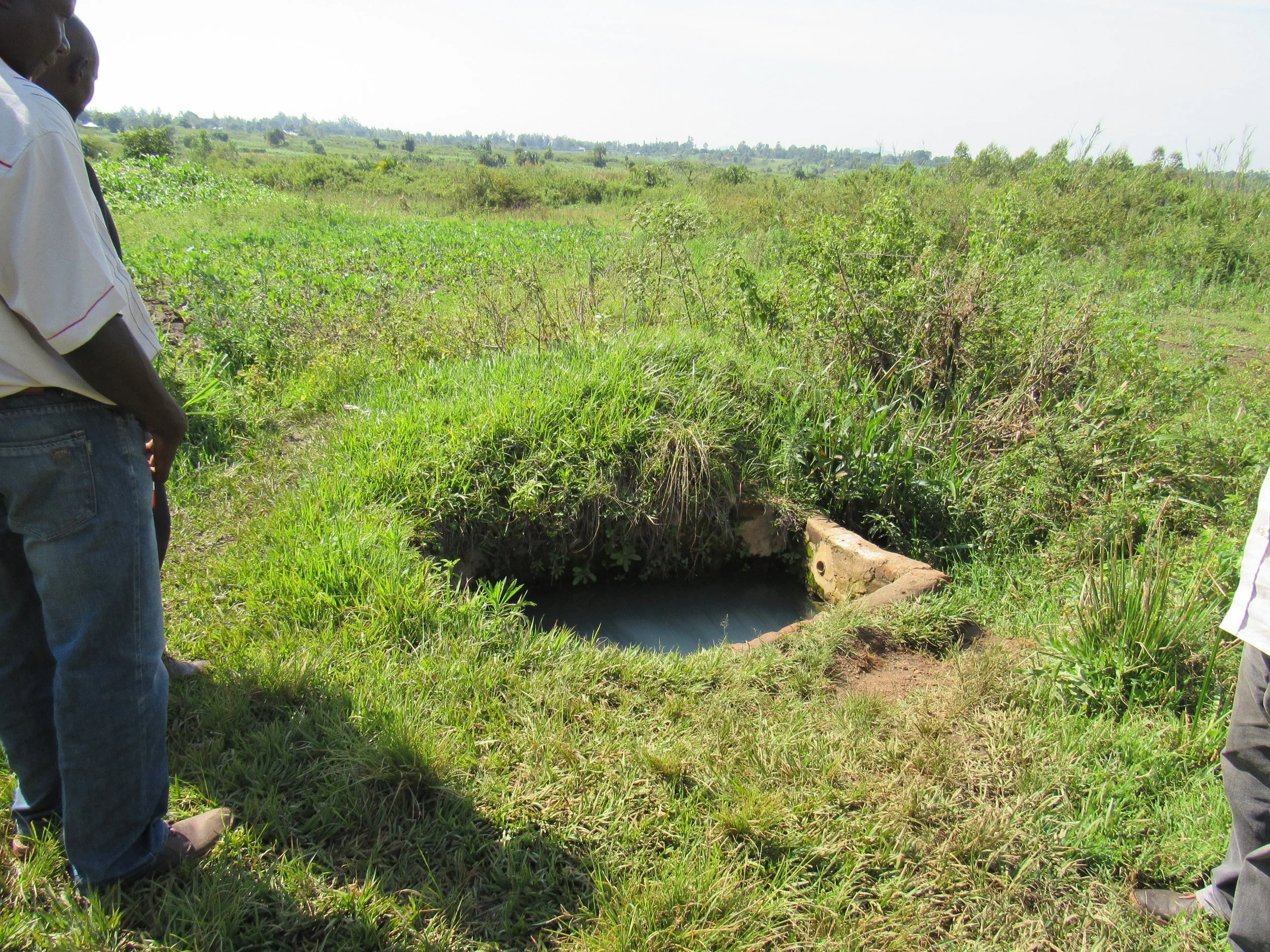 Water catchment feeds Joseph's KickStart hand pump