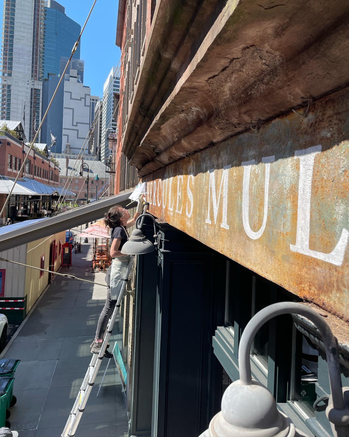 Welcome @herculesmulligancompany to South Street Seaport, creators of high spirits that will lift you up if they don&rsquo;t knock you out! 💫 A bit of what I experienced over the month of august, in and out during various phases of #handpainted sign