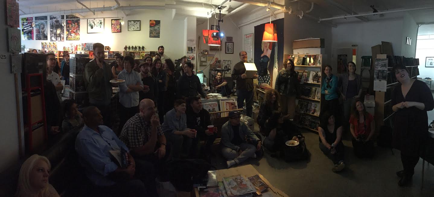 People watching the presentation -- there were even more people to the left of where you can see in this photo, stretching back towards the door. I was very moved by the turnout. Thank you everyone for coming, and to my cousin Judy Emaus for the picture!