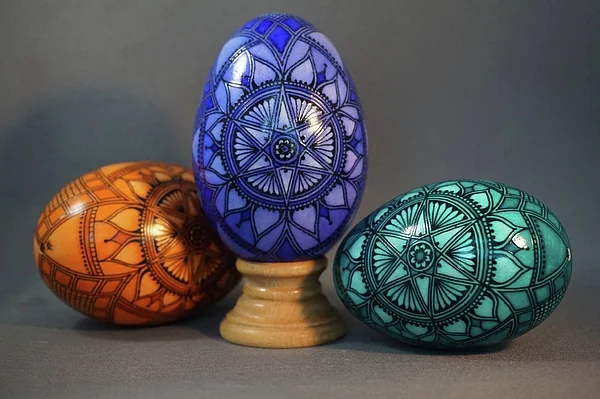 trio monochromatic goose eggs