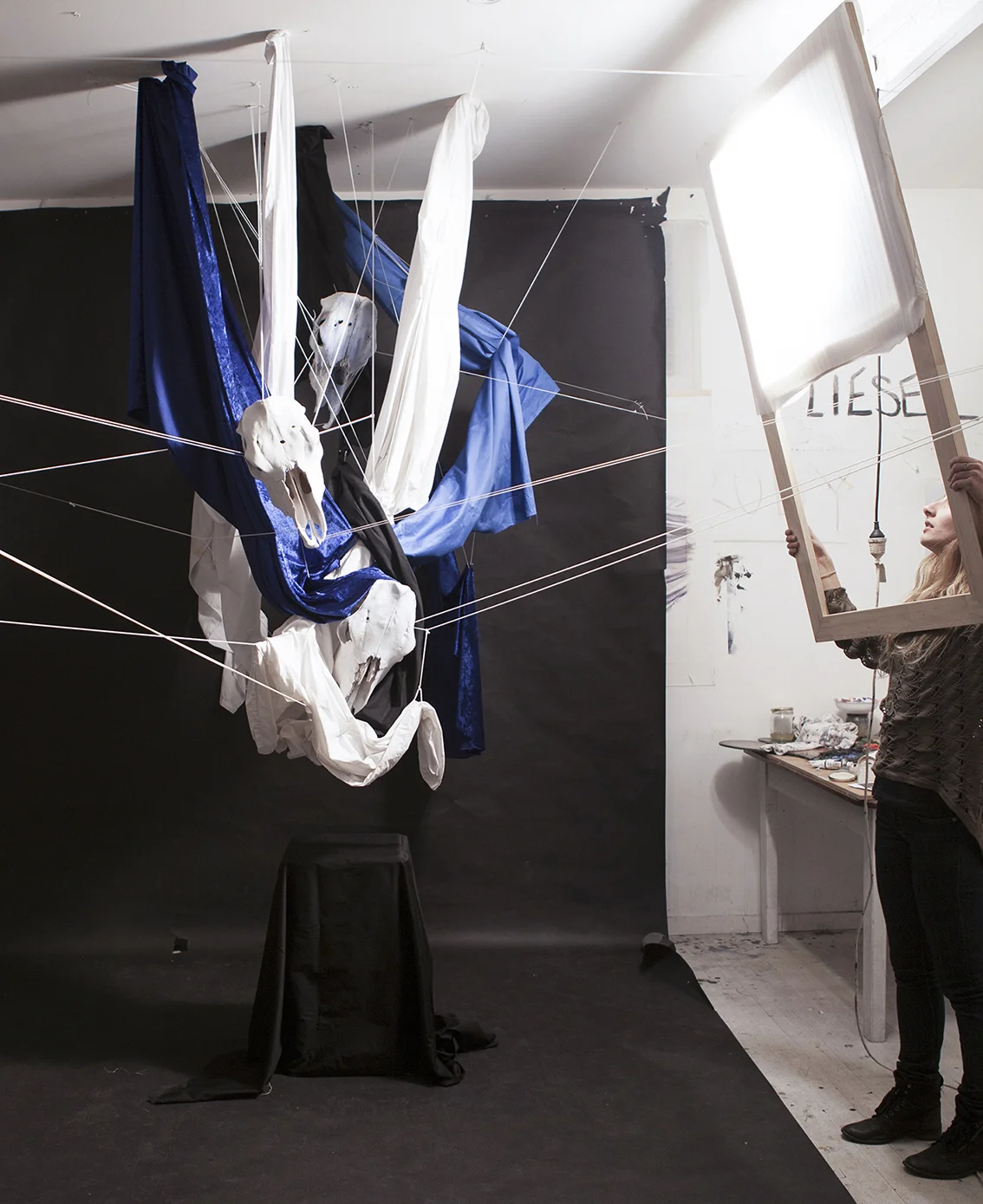 studio image: black&blue installation set up