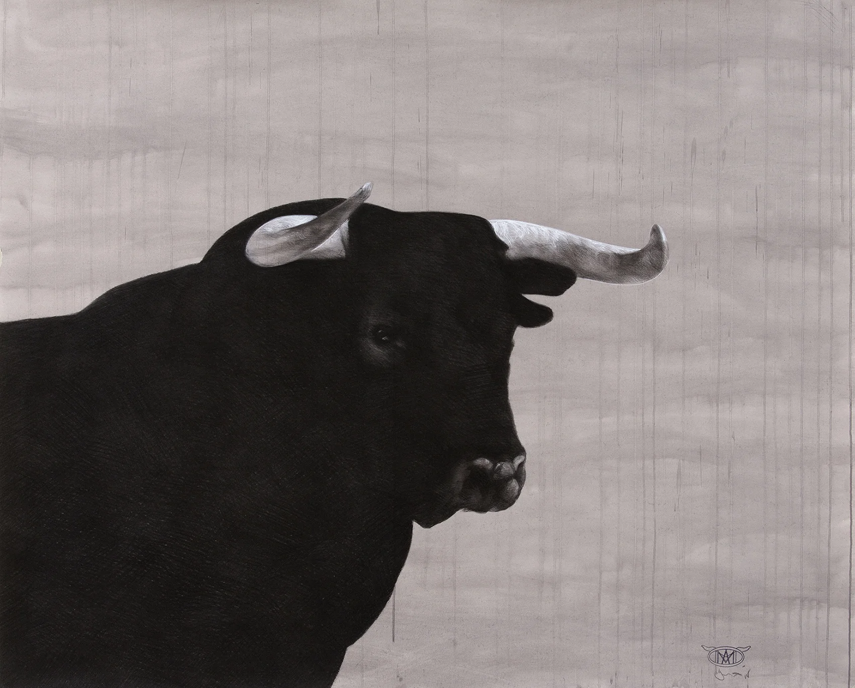 bull II 2015 chalk and charcoal on acrylic washed paper 120 x 140 cm