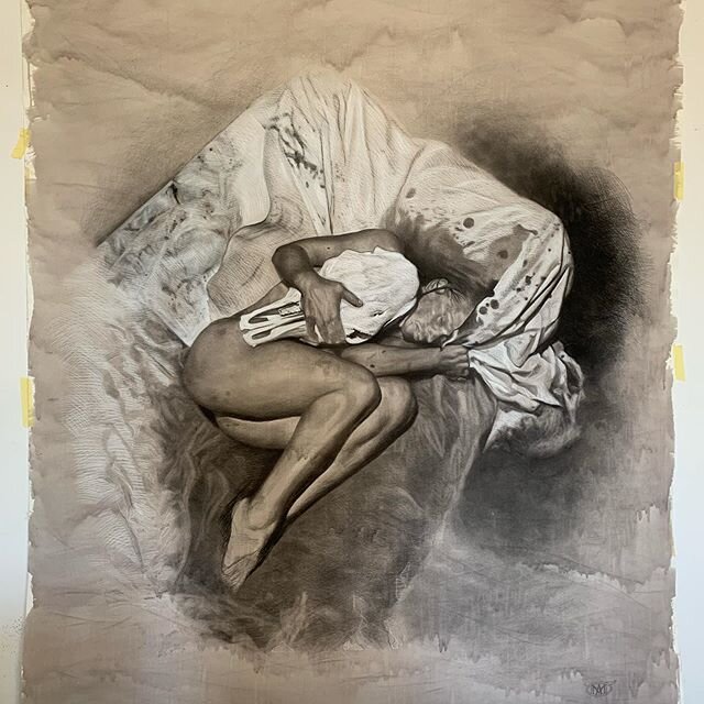 in progress, charcoal &amp; chalk on paper
.
.
.
.
#drawing #worksonpaper