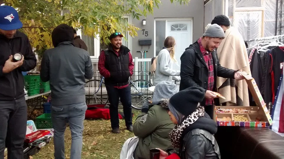 Was probably too cold for a garage sale but at least we had pizza.
