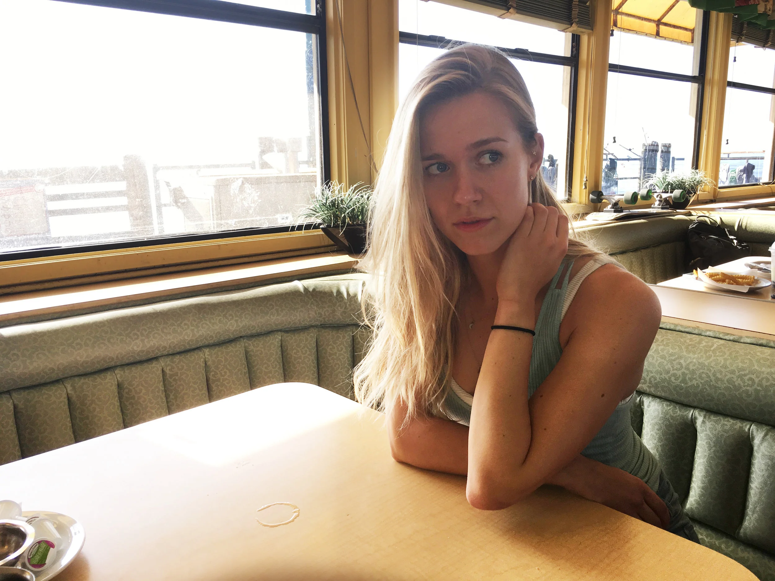 Tijana showing off her acting skills re-creating the iconic OC Diner moment in the actual filming location.