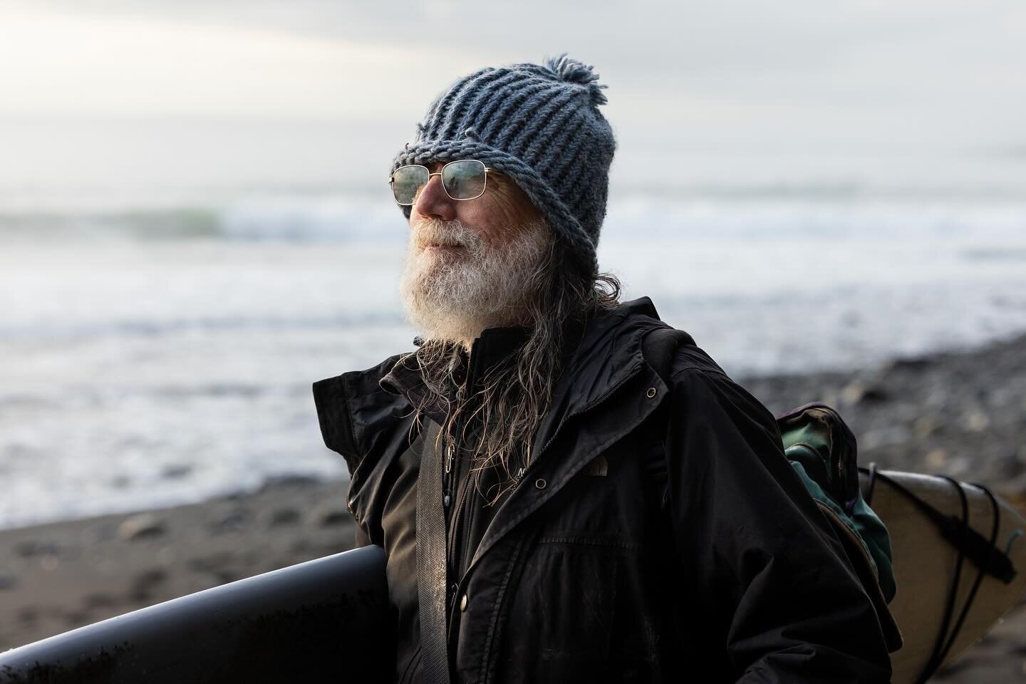 While admiring the surf off the coast of Vancouver Island, I was pleasantly surprised when this kind gentleman walked up and introduced himself as Rivermouth Mike.

He shared stories about how he used to live nearby and has been surfing the same brea