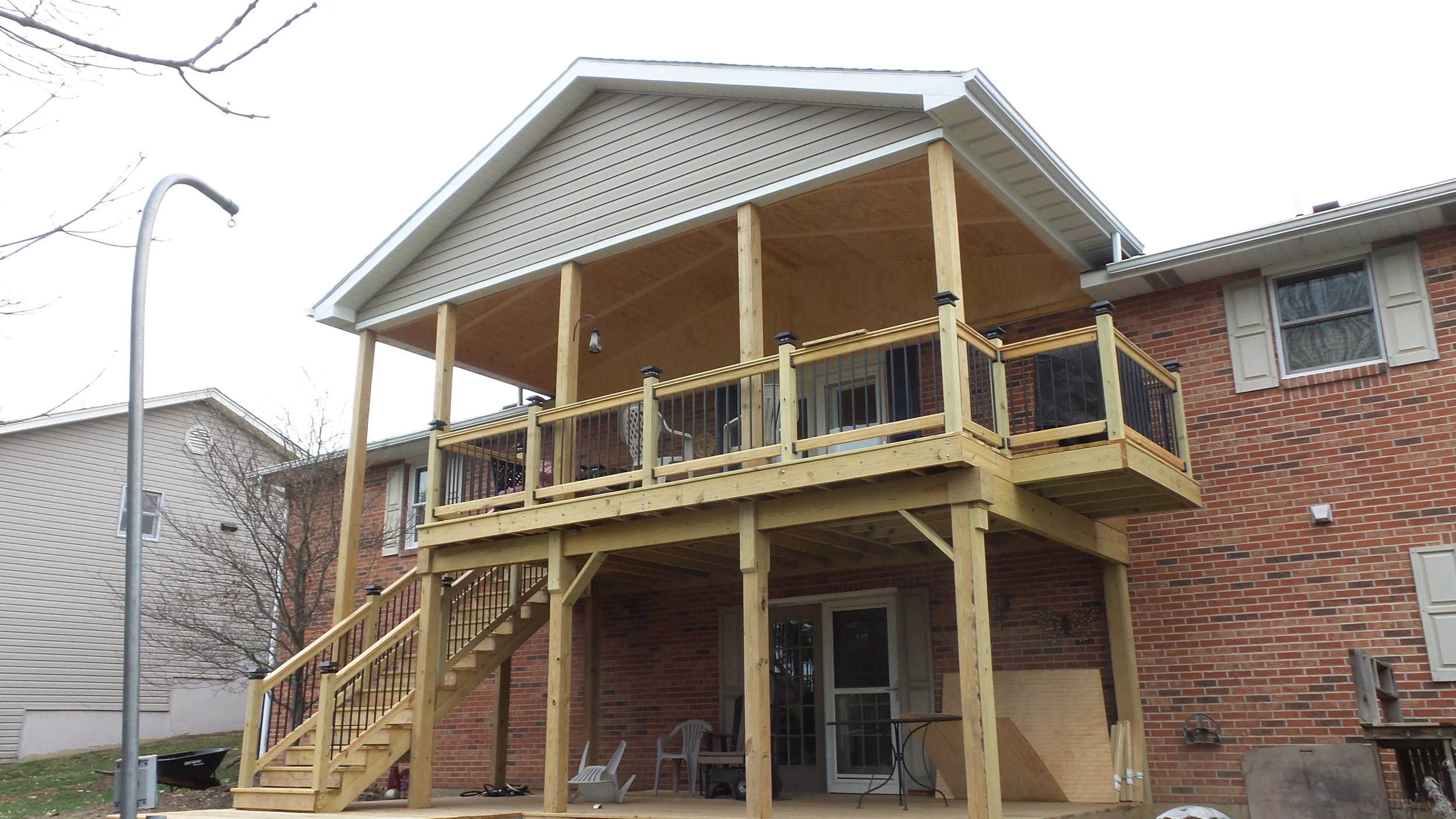 Added this two story covered deck.