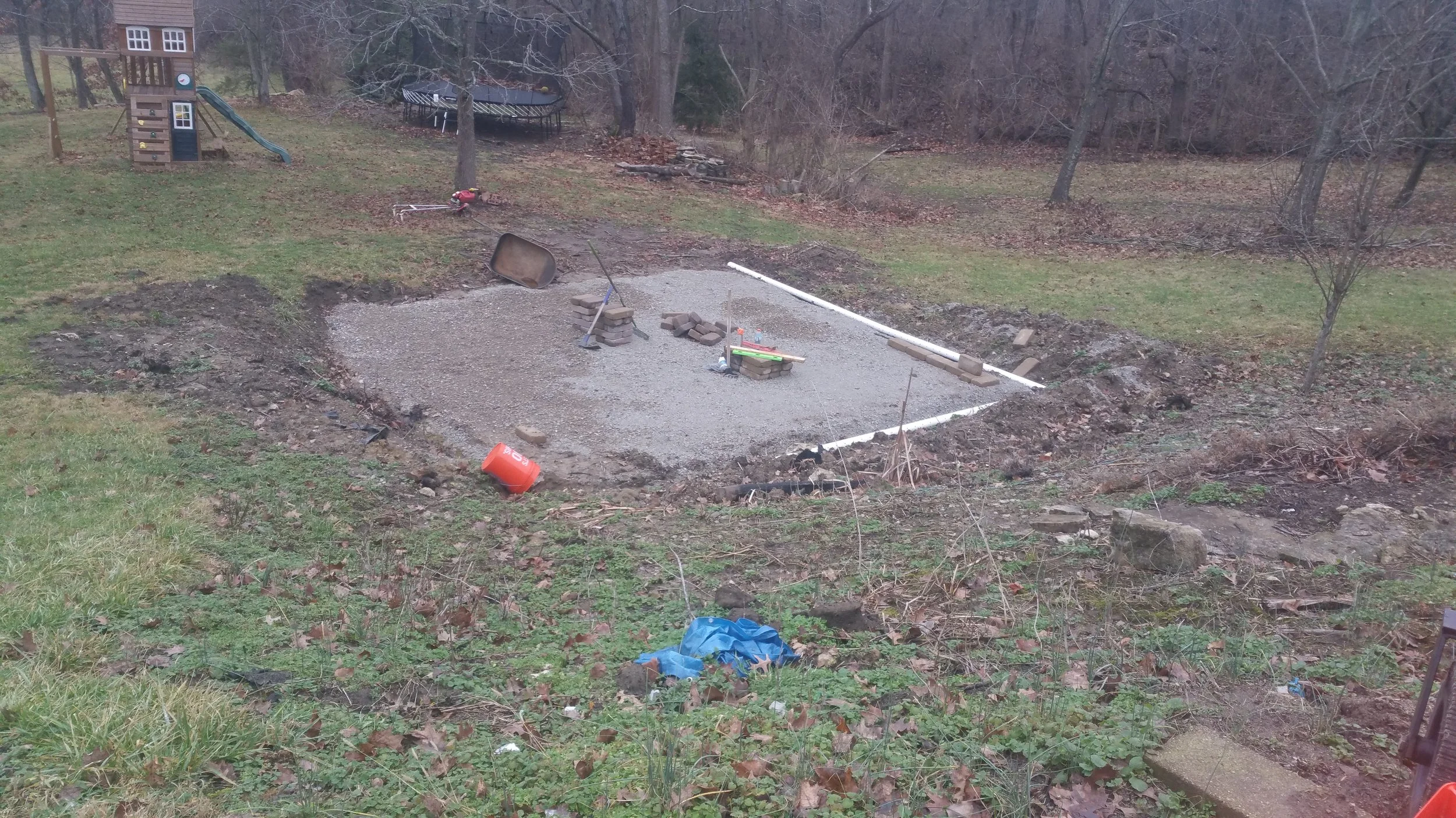 Ground prepped for pavers