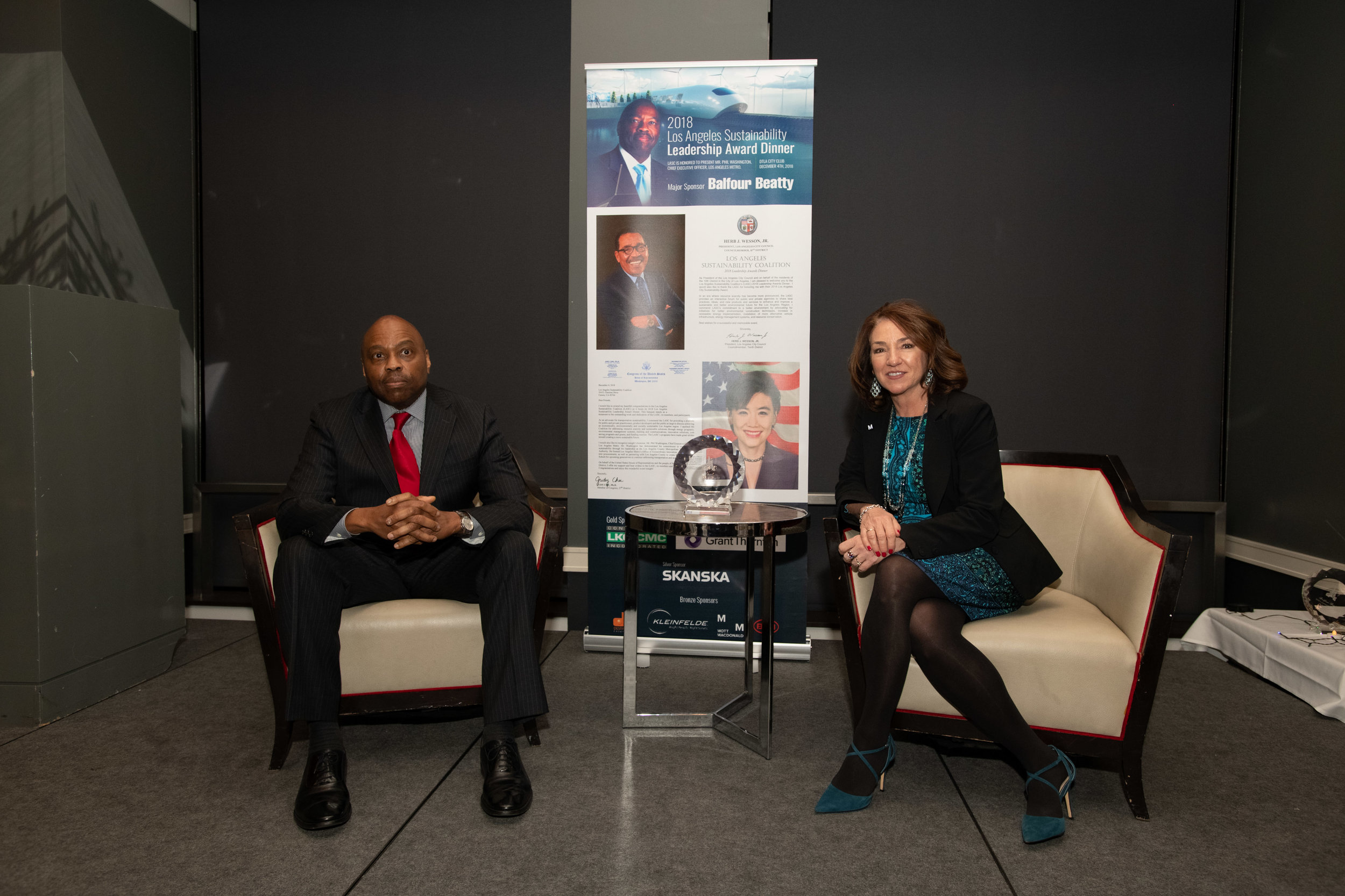  Pic 5&nbsp;Phil Washington (Metro Chief Executive Officer, 2018 Sustainability Leadership Award),&nbsp;&nbsp;Pauletta Tonilas (Metro Chief Communication Officer) discussing the future of Metro and Measure M&nbsp;  