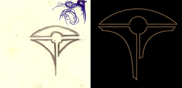 Logo vector rendering from submitted sketch.