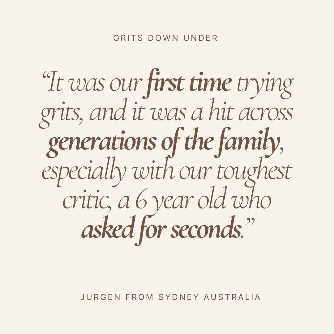 We definitely did a double take when we saw an order come in from Sydney, Australia!   Jurgen was so kind as to share his story of how our grits found their way into his home and we couldn&rsquo;t wait to share it! Keep reading to hear the rest.

&ld