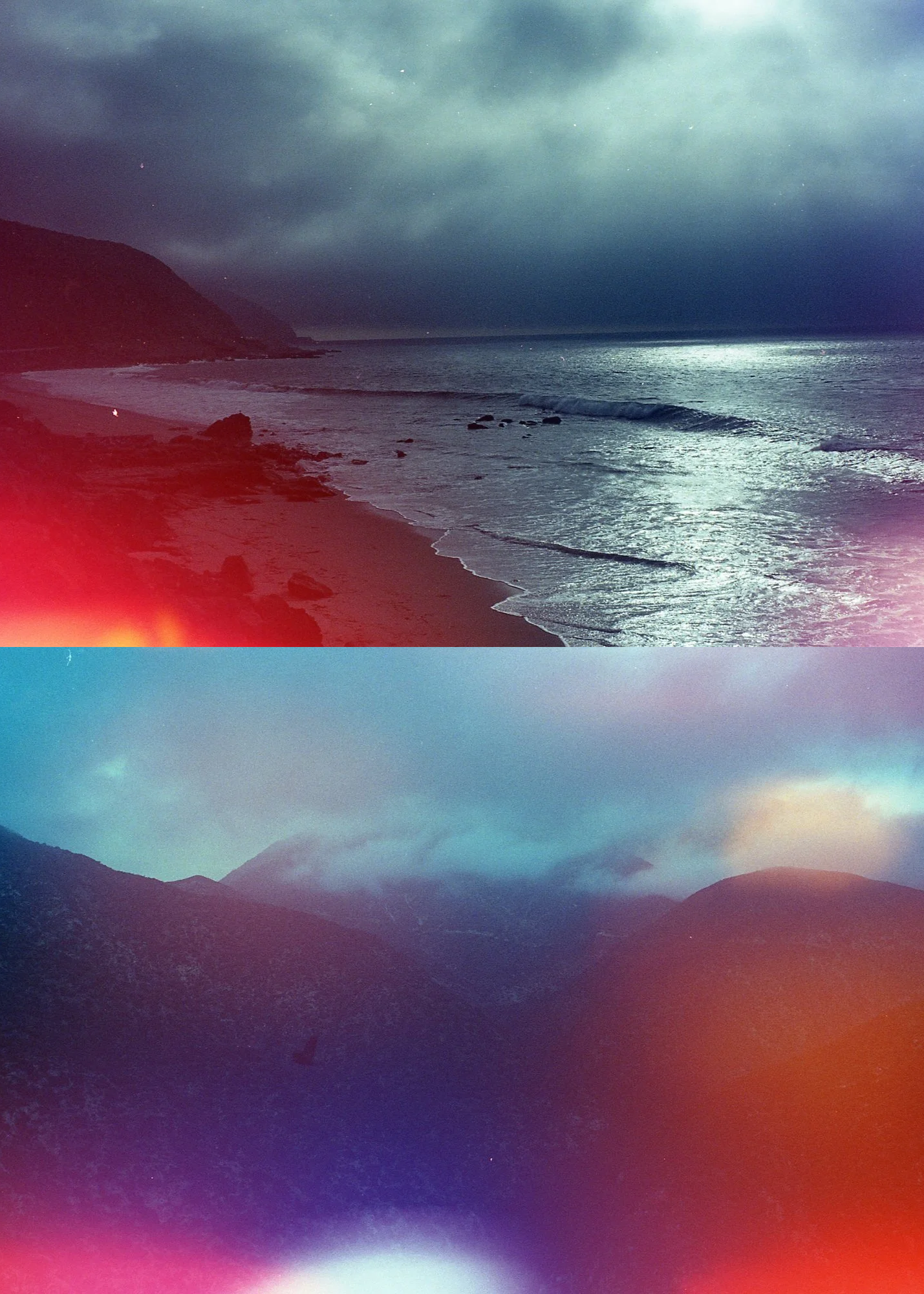 Sea and sky shot on Psych Blues 3, an experimental film stock