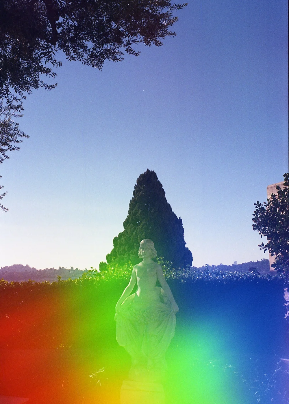 Statue shot on Psych Blues 4, an experimental film stock