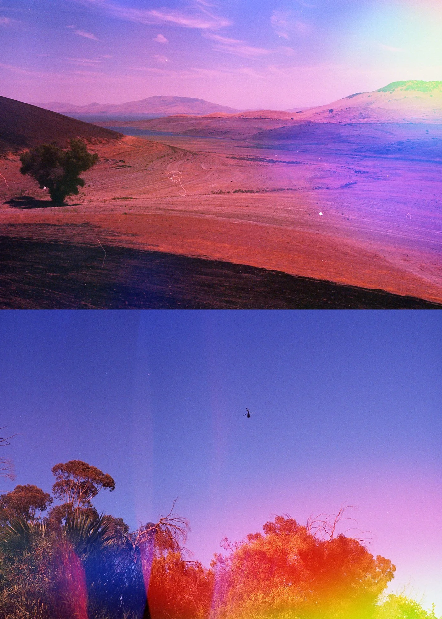 Psych Blues #4, experimental 35mm film images of two vistas