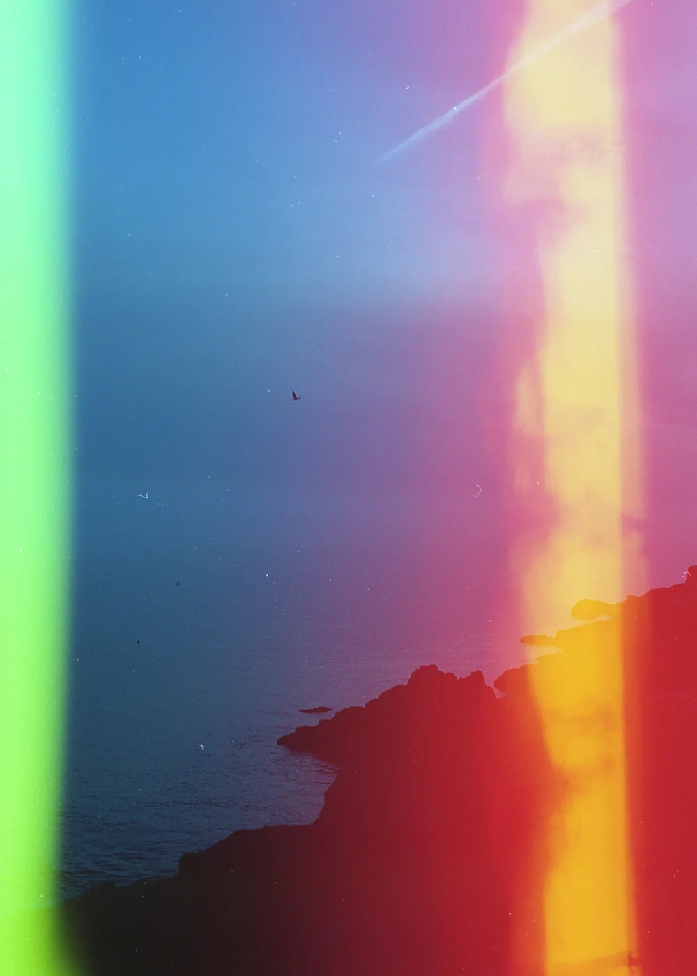 Psych Blues #2, experimental 35mm film image of a coastline