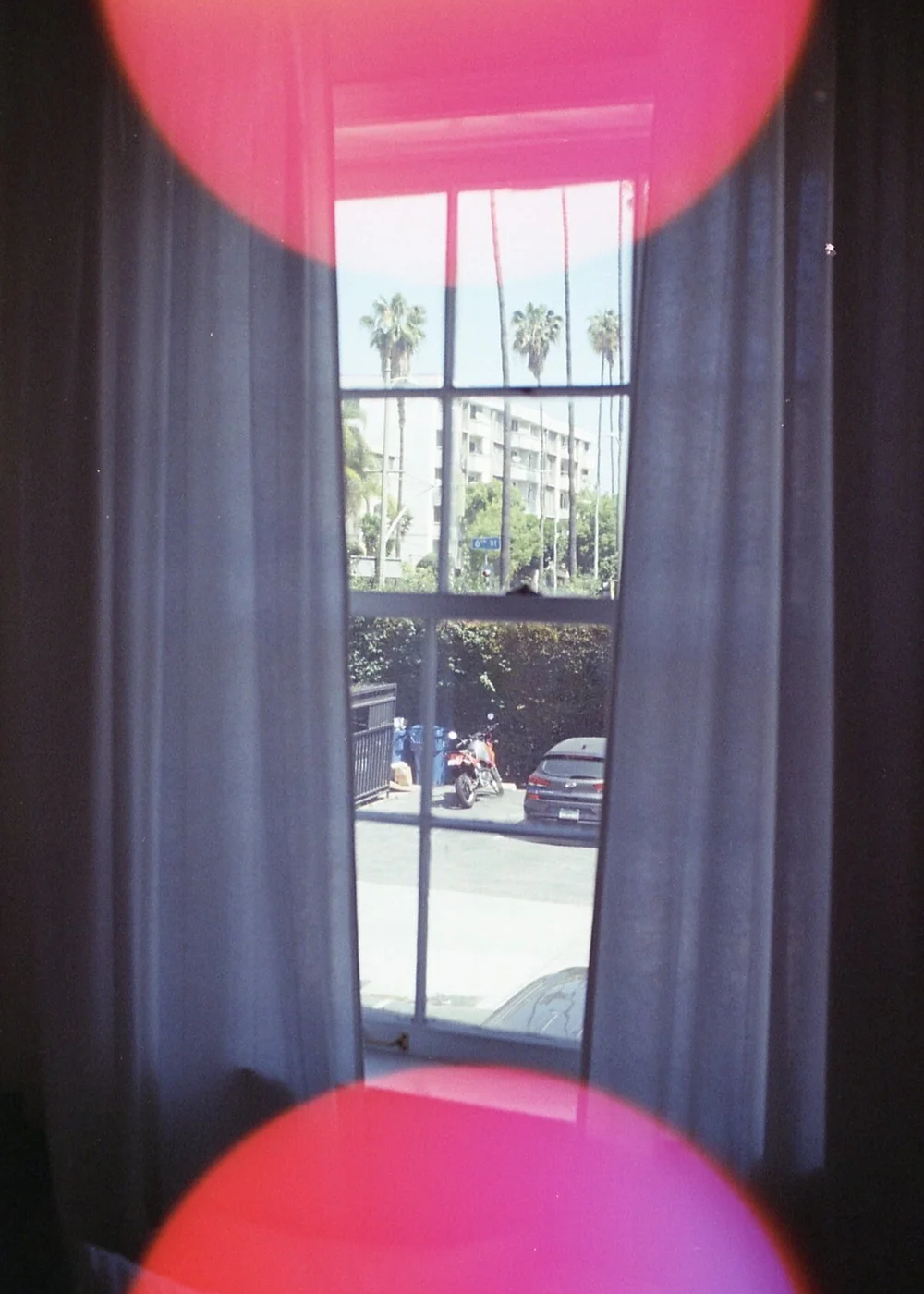 Bedroom window shot on Psych Blues 6, a 35mm experimental film stock