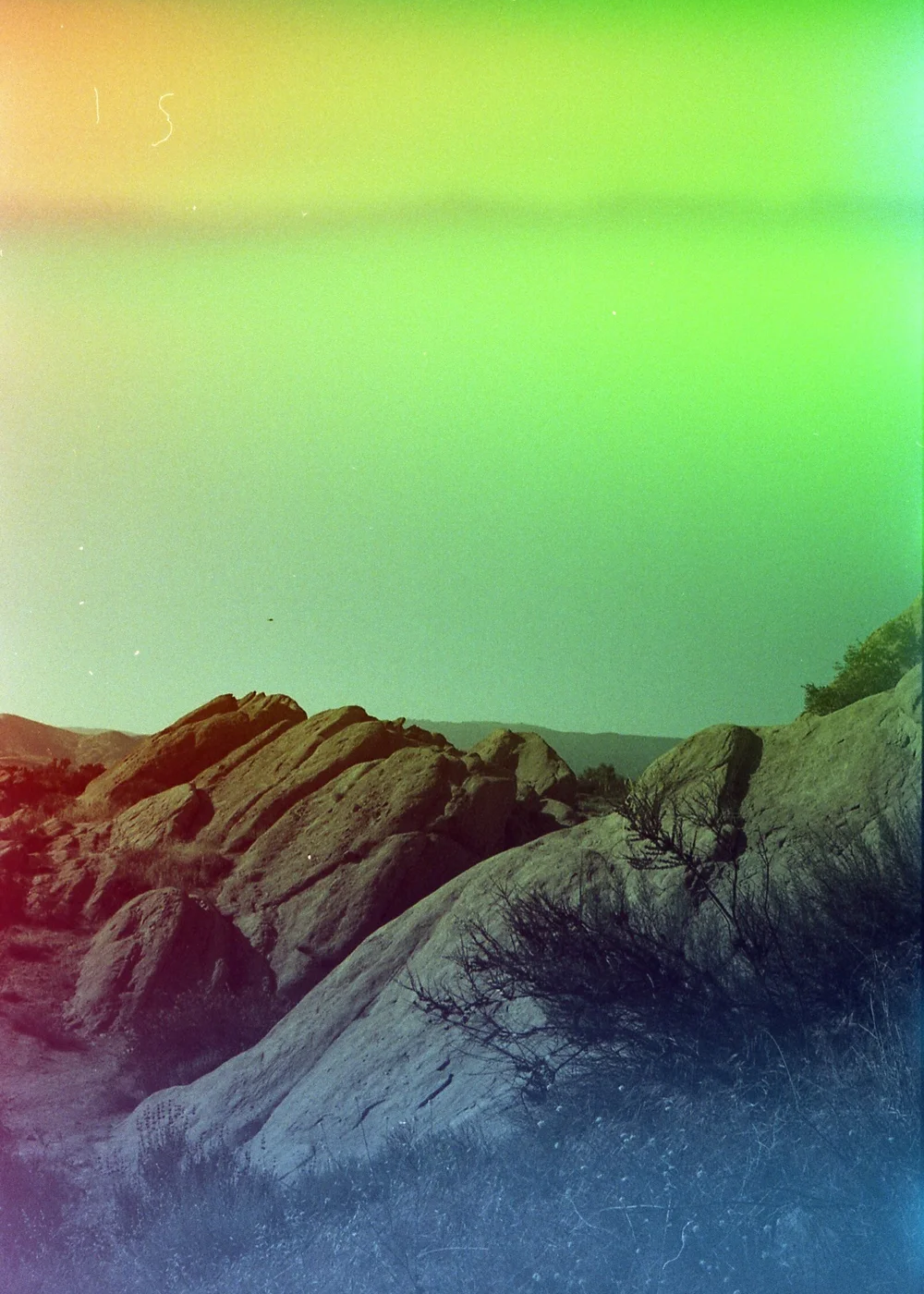 Psych Blues #6, experimental 35mm film image of the desert